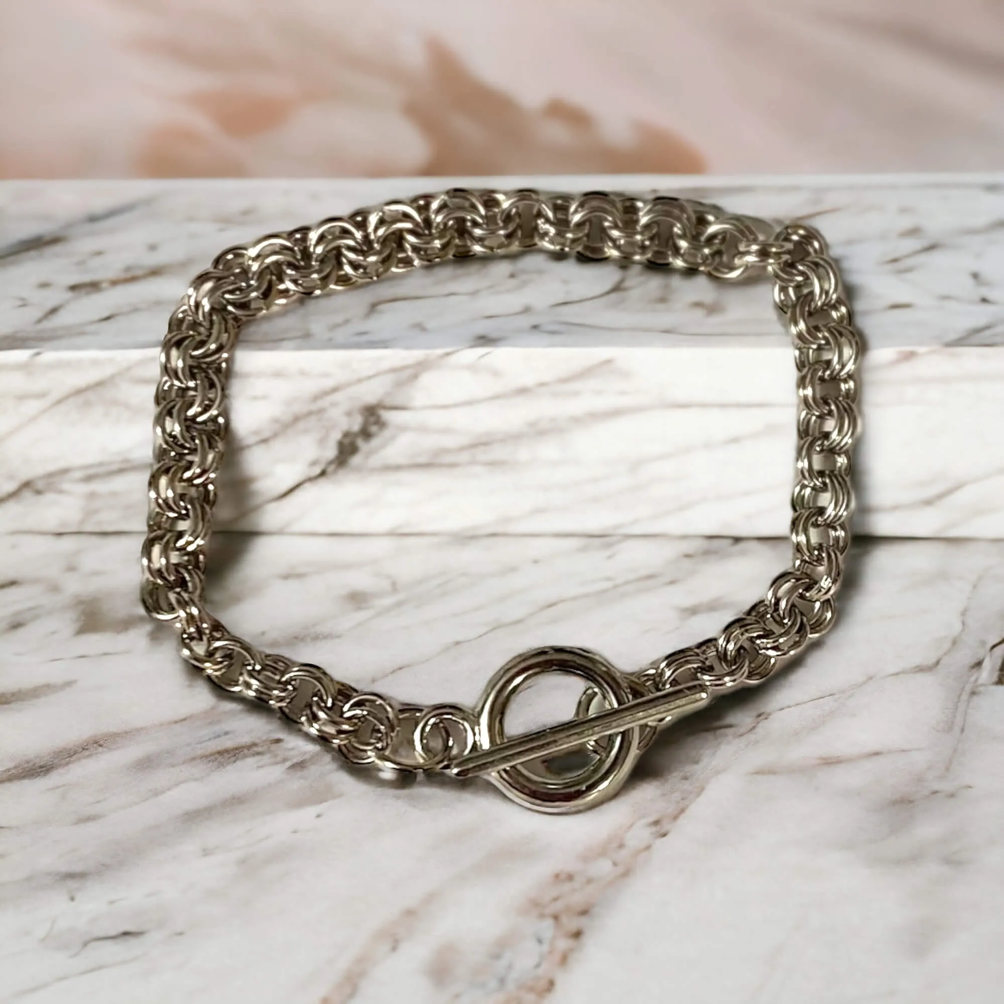 Silver Double Linked Toggle Bracelet