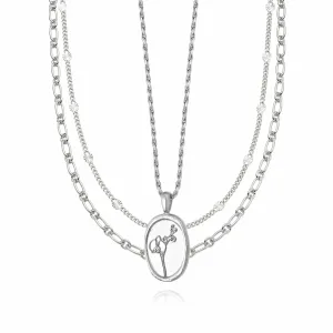 Silver Orchid Necklace Layering Set