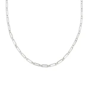 Silver Paper Clip Chain Necklace