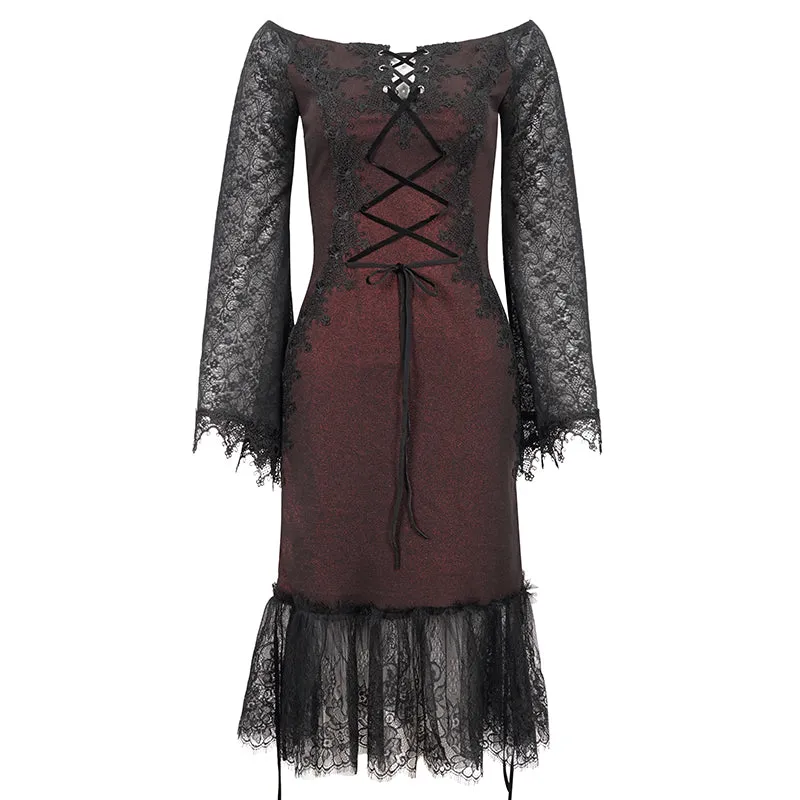 SKT164 Gothic Dark Red Daily Dress
