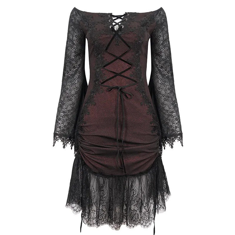 SKT164 Gothic Dark Red Daily Dress