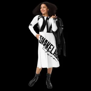 Snake Long Sleeve Midi Dress: Flattering Slim Fit Knit Jersey with Side Pockets