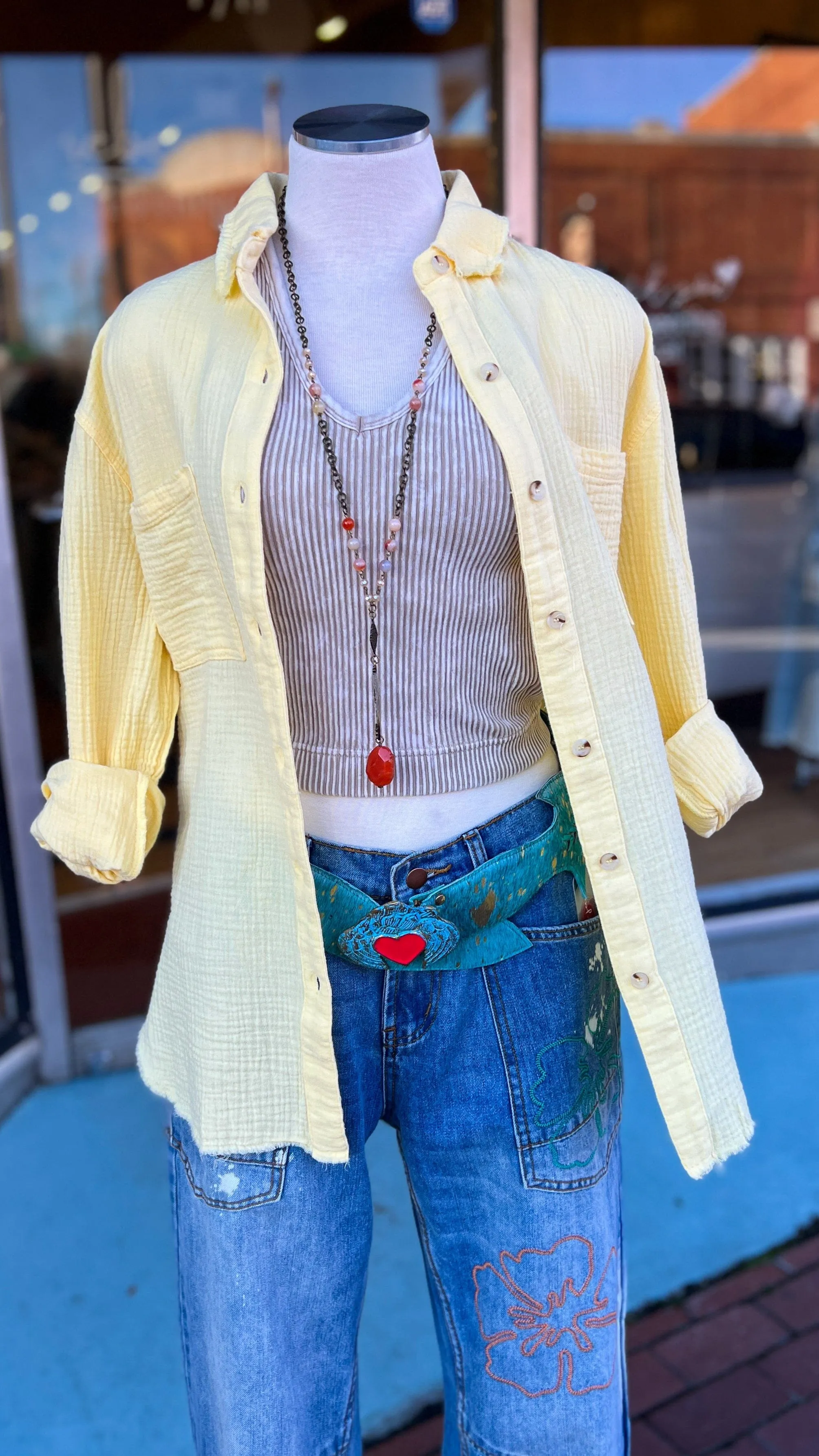 Soft Crinkle Cotton Gauze Button Down Shirt