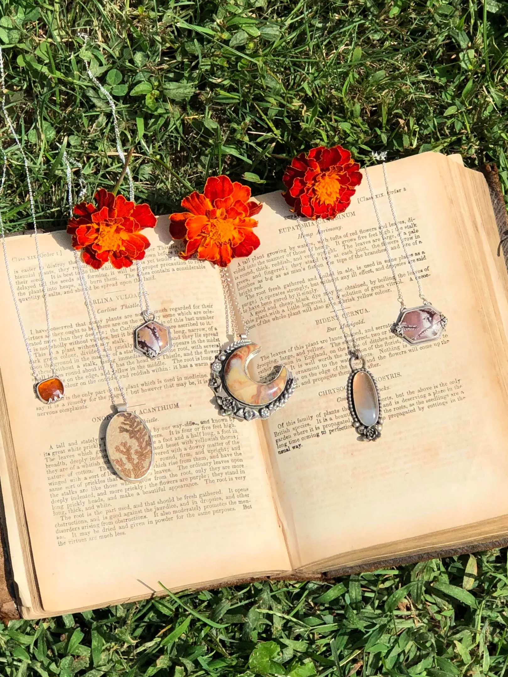 Sonoran Dendritic Jasper Elongated Hexagon Necklace