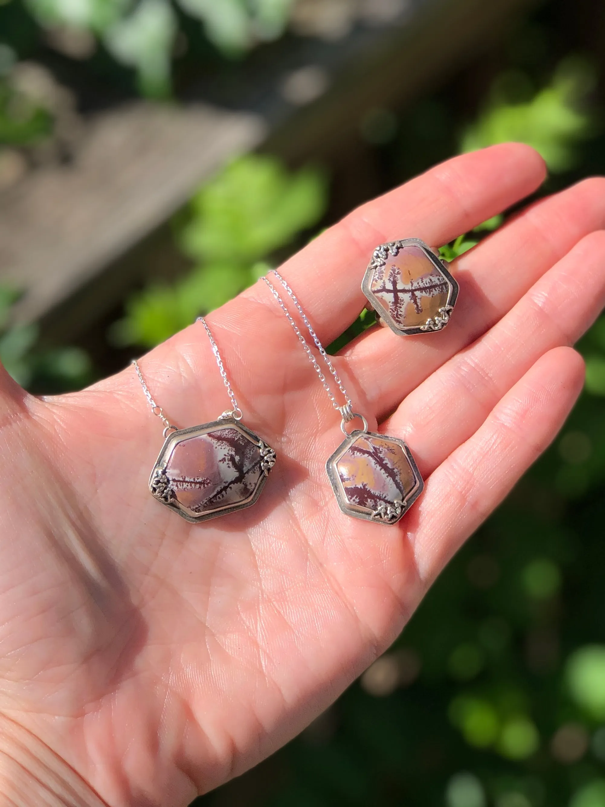 Sonoran Dendritic Jasper Hexagon Necklace