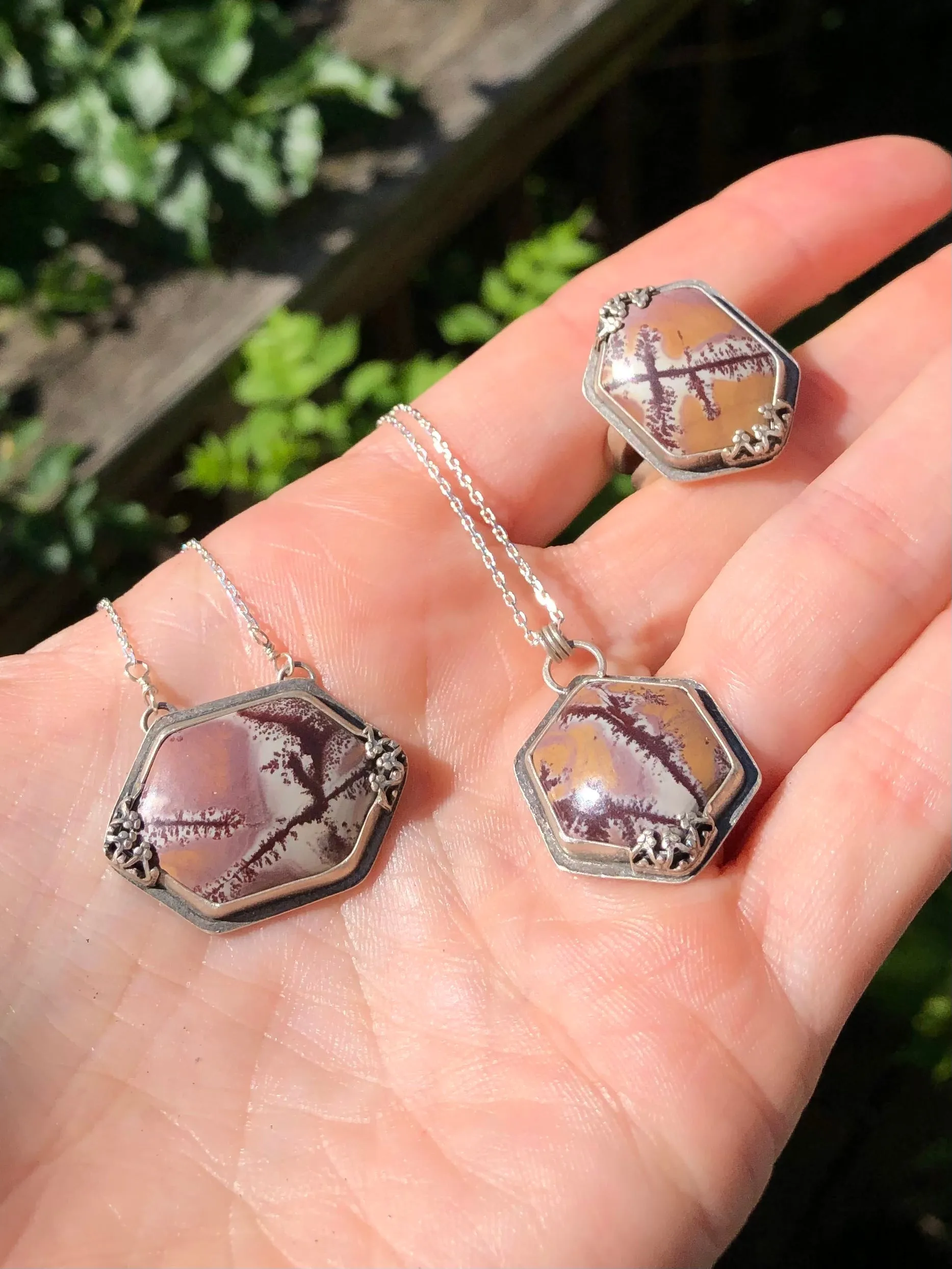 Sonoran Dendritic Jasper Hexagon Necklace