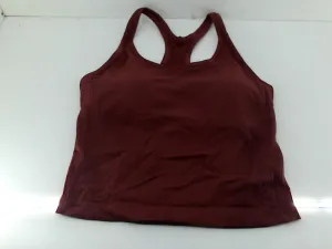 Sphinx Women's Wine-Red Sleeveless Ribbed Slim Fit Top Medium