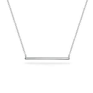 Sterling Silver Modern Bar Pendant Necklace 16in Chain