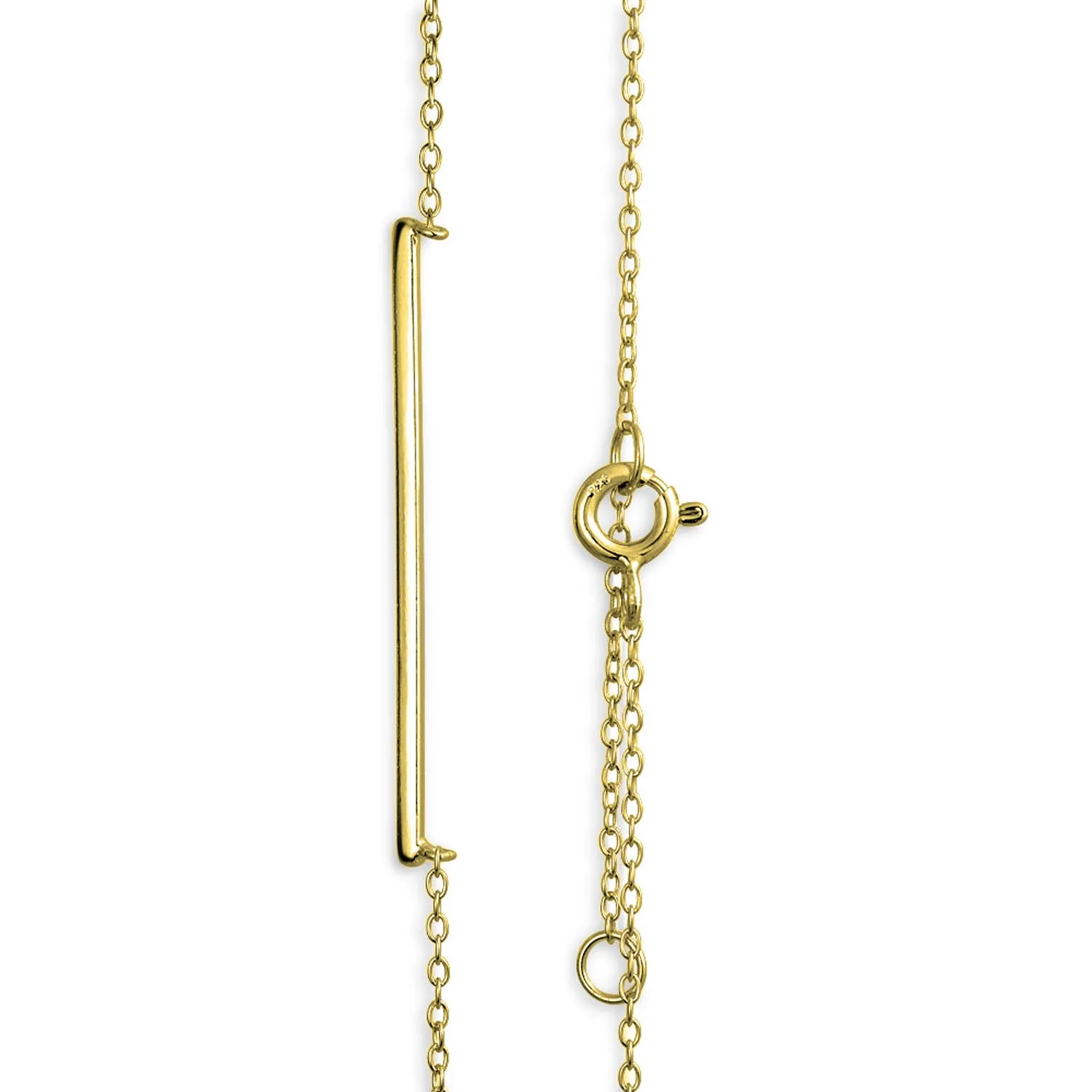 Sterling Silver Modern Bar Pendant Necklace 16in Chain