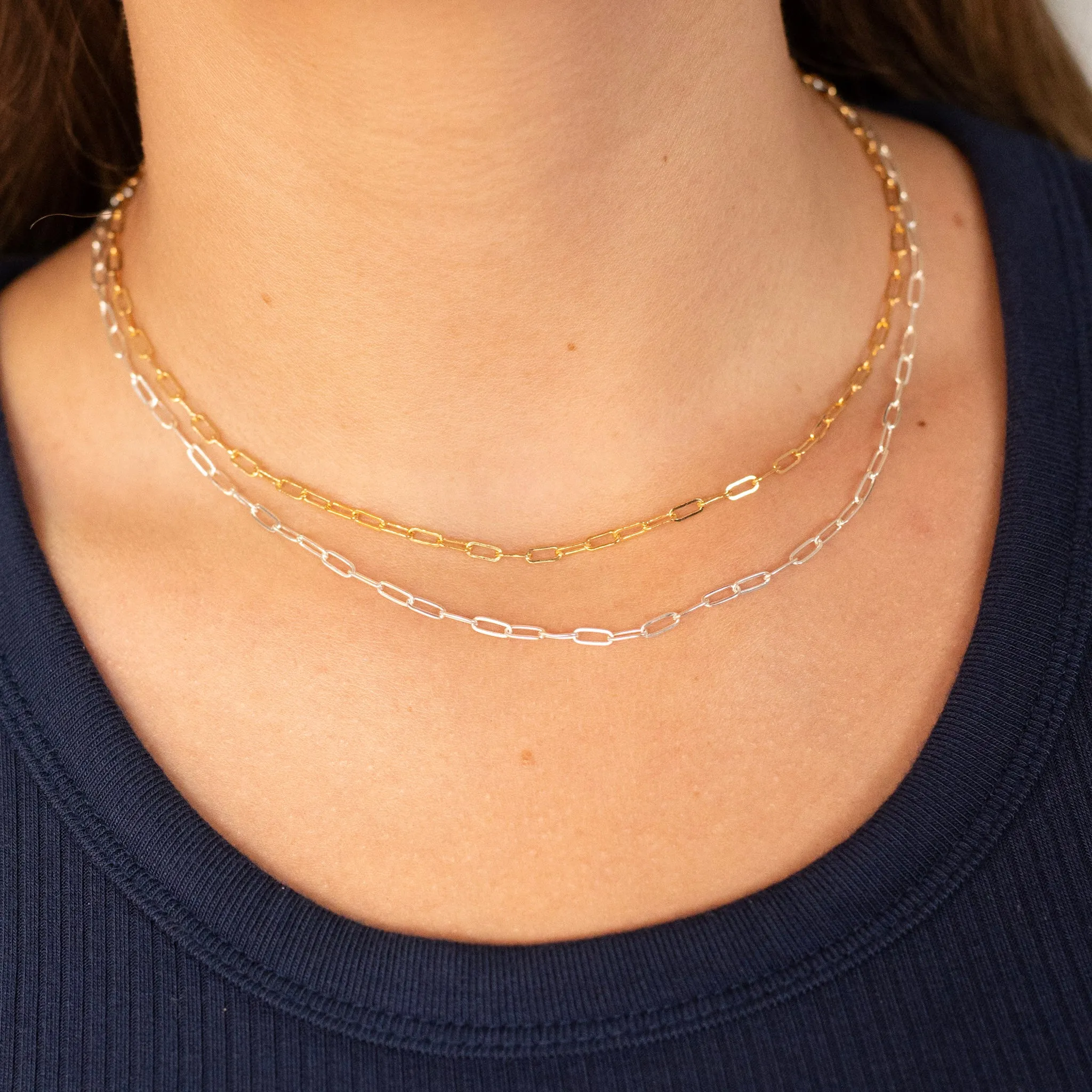 Sterling Silver Small Paper Clip Layering Chain