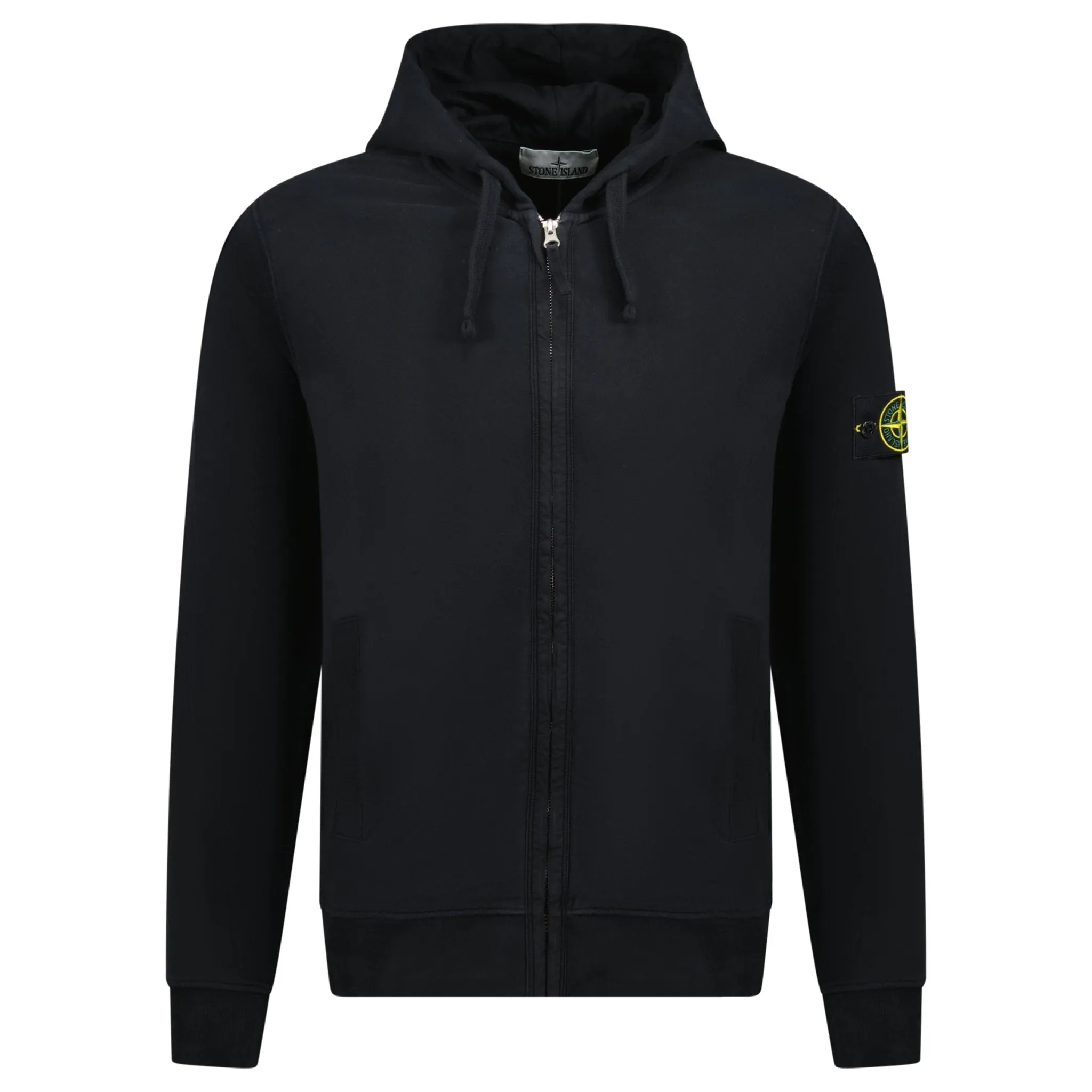 Stone Island Cotton Zip Hoodie Black