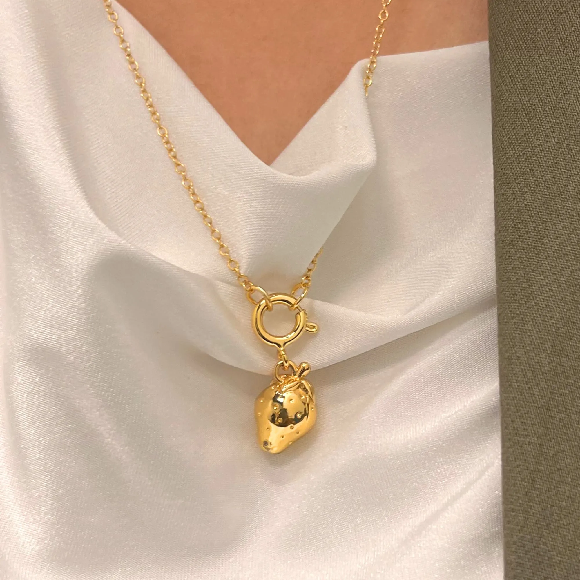 Strawberry Gold Charm Necklace