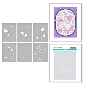 Stylish Oval Floral Bird Layering Stencils from the Stylish Ovals Collection