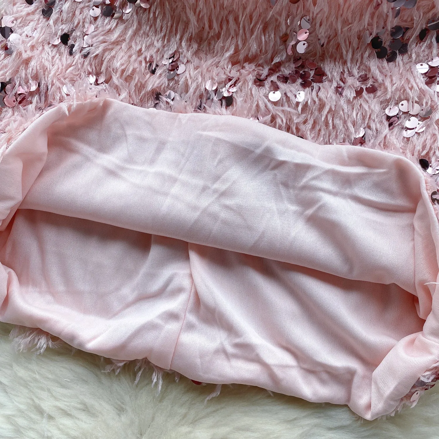 Sweetie Sequined Furry Slip Dress