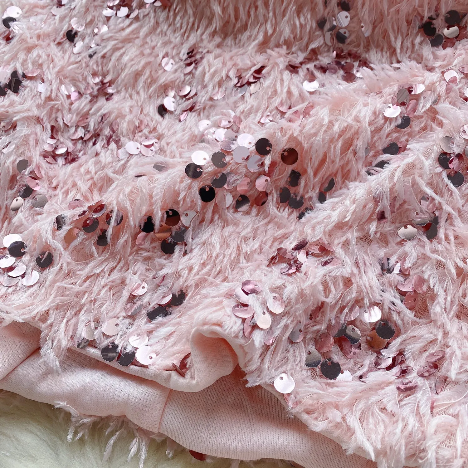 Sweetie Sequined Furry Slip Dress