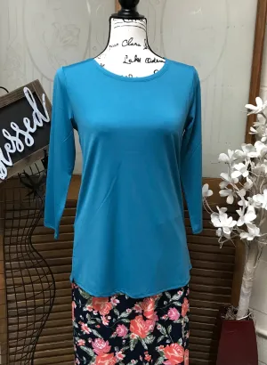 Teal Jewel Neck Layering Top