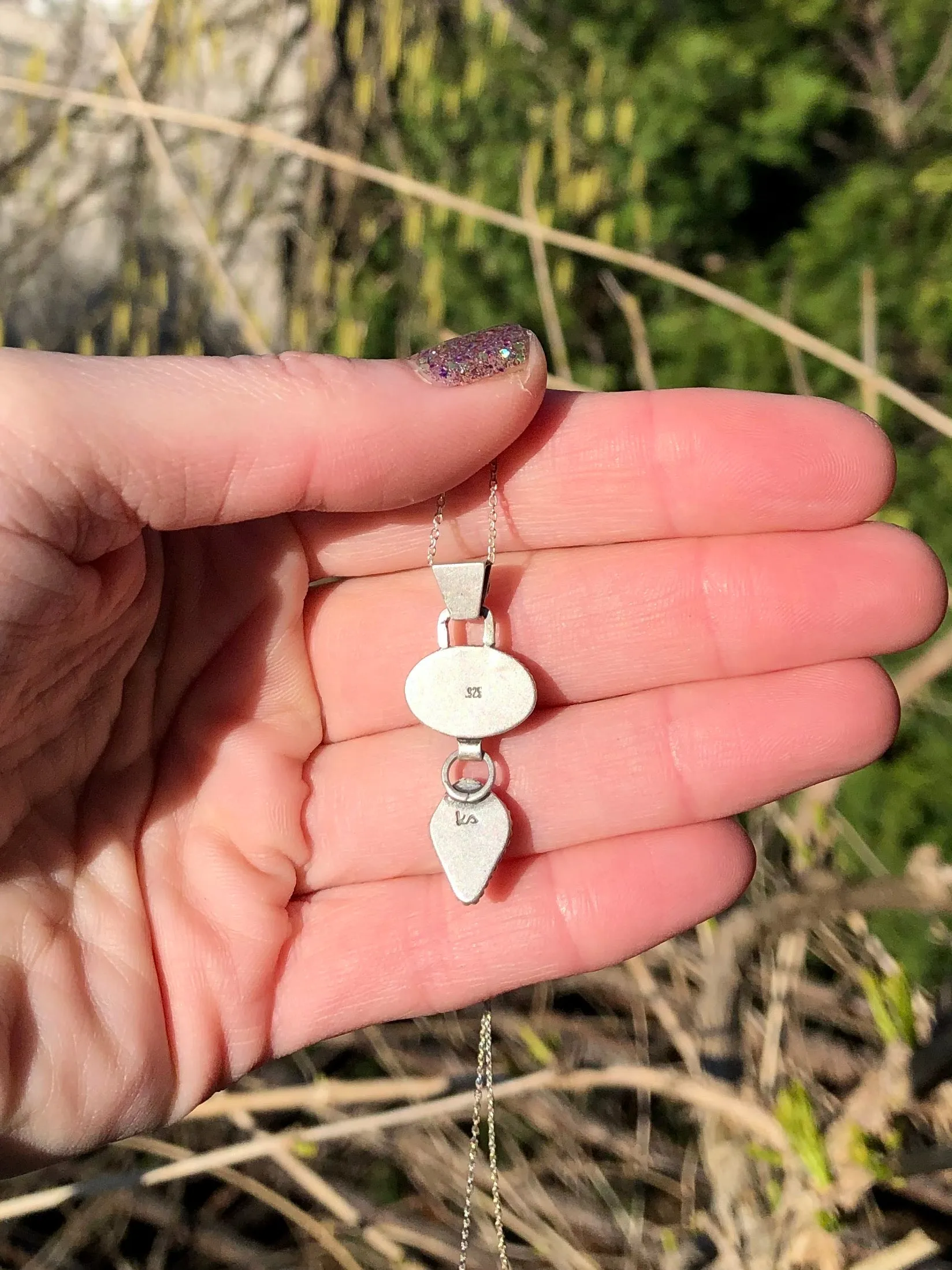 Three Green Gem Drop Necklace