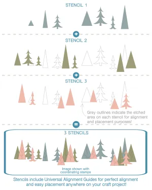 Through the Trees Slimline Layering Stencils - 3 Pack