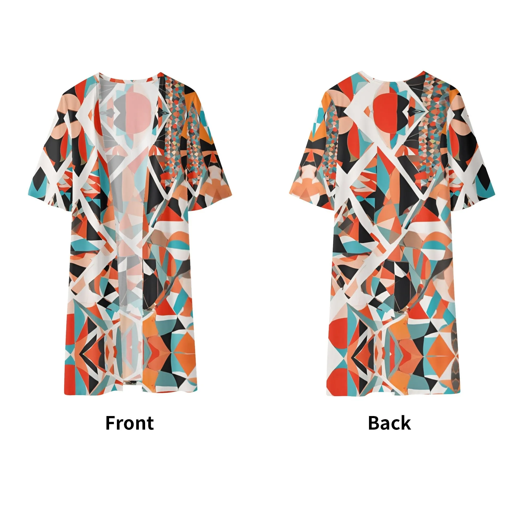 Tokyo Collection: Half Sleeve Abstract Printed Kimono Cardigan