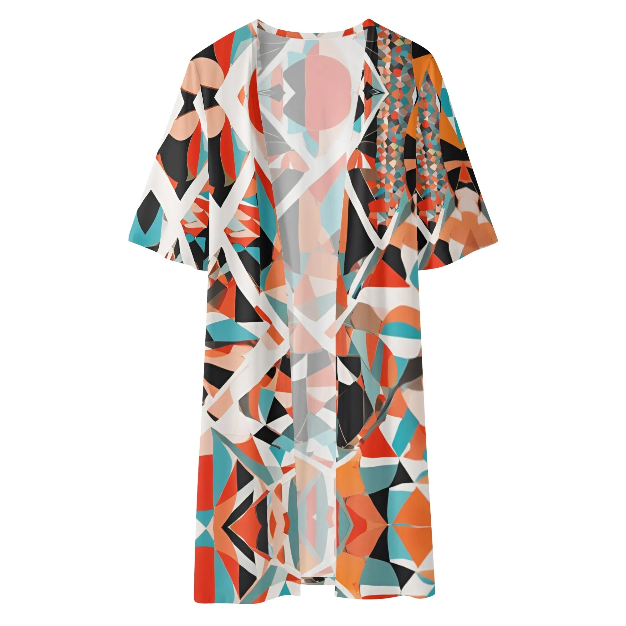 Tokyo Collection: Half Sleeve Abstract Printed Kimono Cardigan