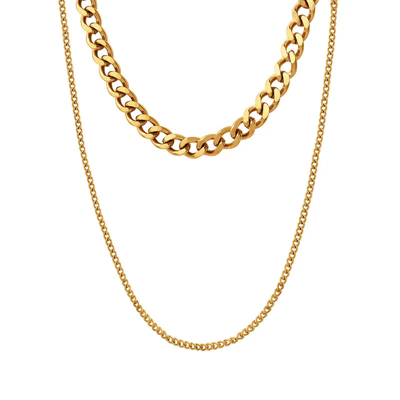 Trendy European Steel Layered Necklace for Stylish Women