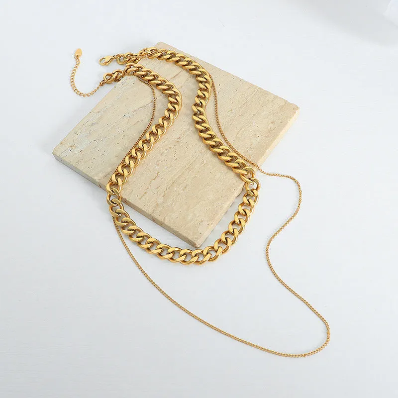 Trendy European Steel Layered Necklace for Stylish Women