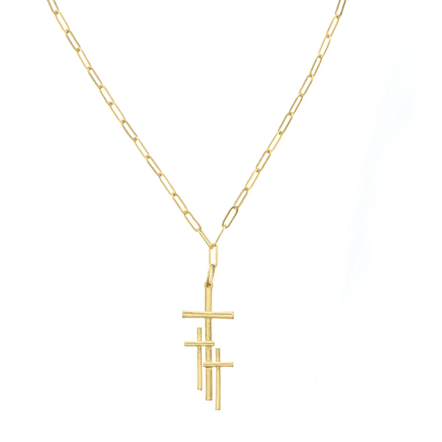 Triple Cross Pendant Necklace