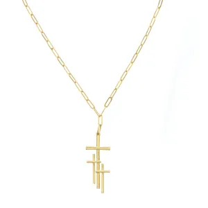 Triple Cross Pendant Necklace