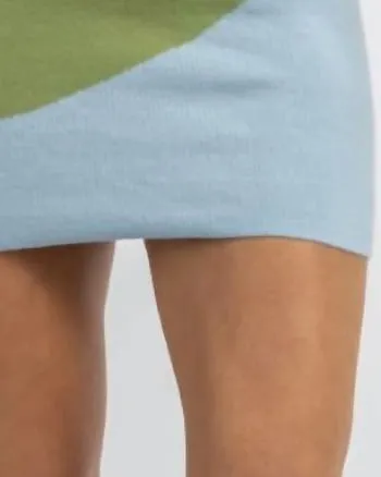 Two Tone Mockneck Mini Dress In Blue   Green | Blue   Green