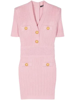 V-Neck Knit Short Dress