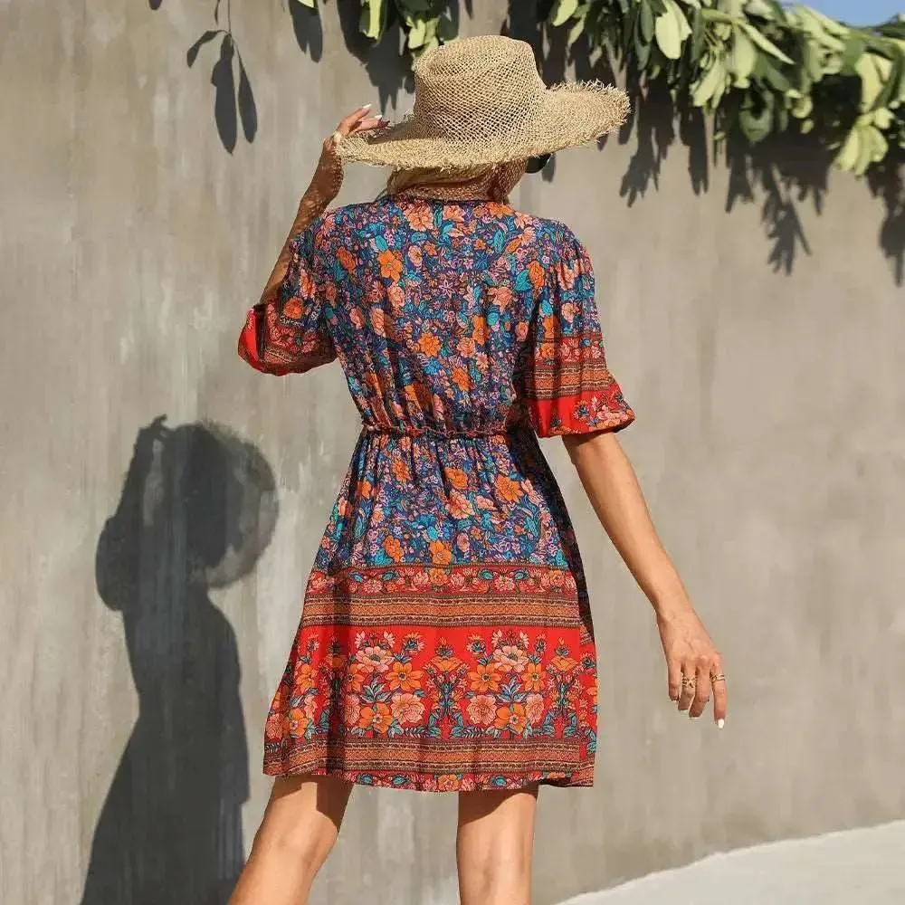 V Neck Long Sleeve Dress