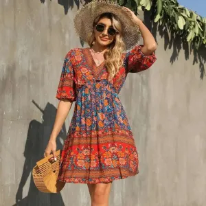 V Neck Long Sleeve Dress