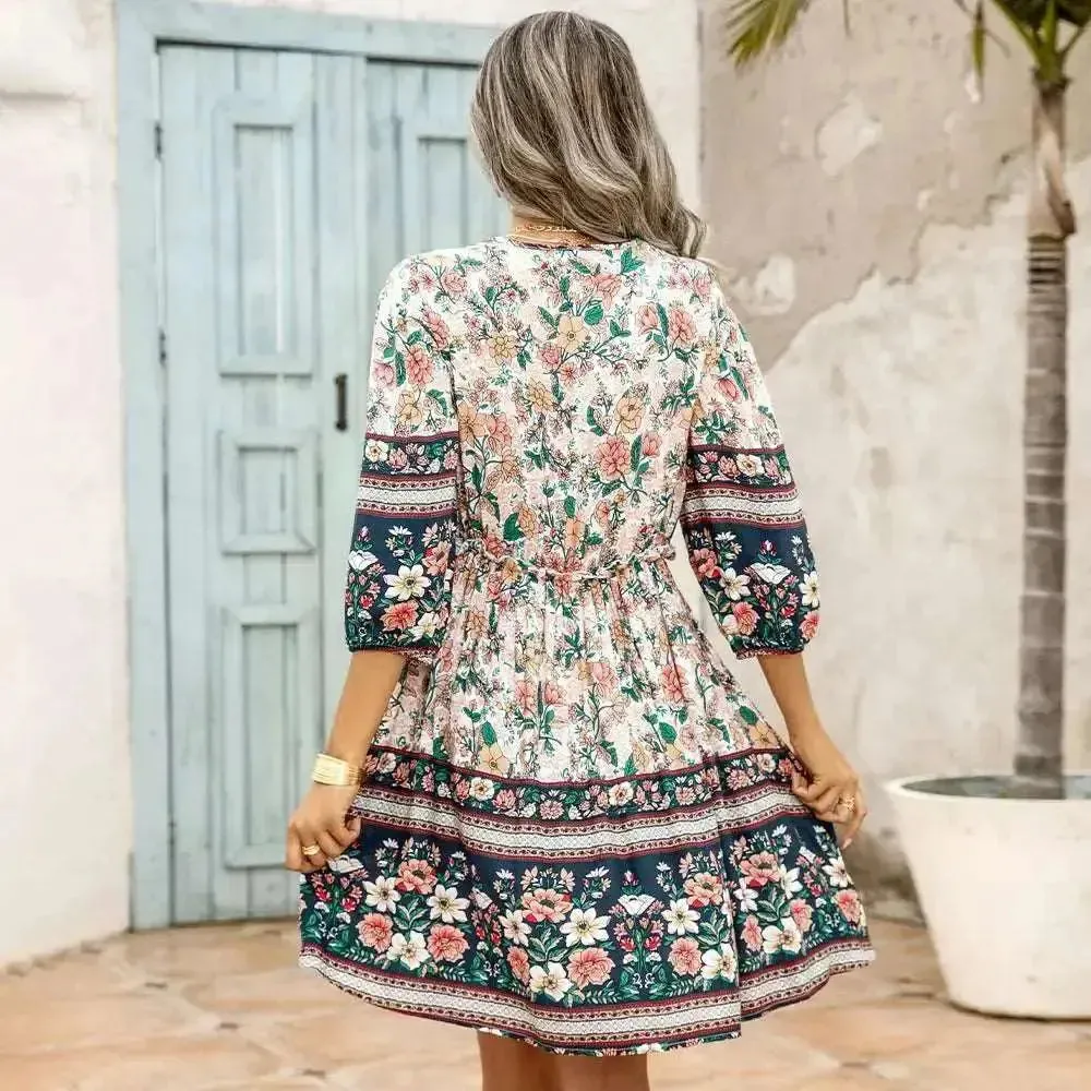 V Neck Long Sleeve Dress