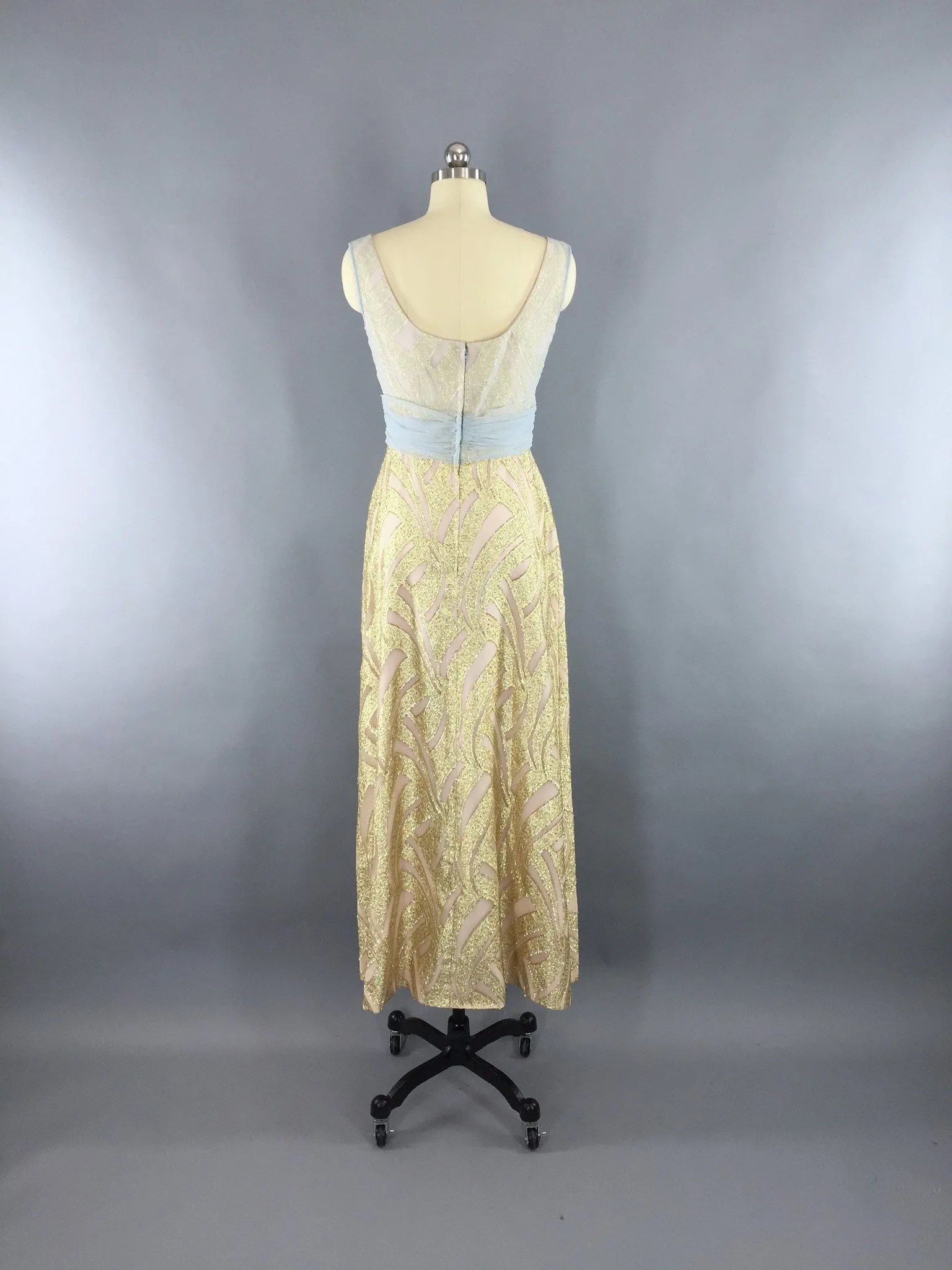 Vintage 1960s Grecian Goddess Gold Maxi Dress by Rose Taft for Helen Siki