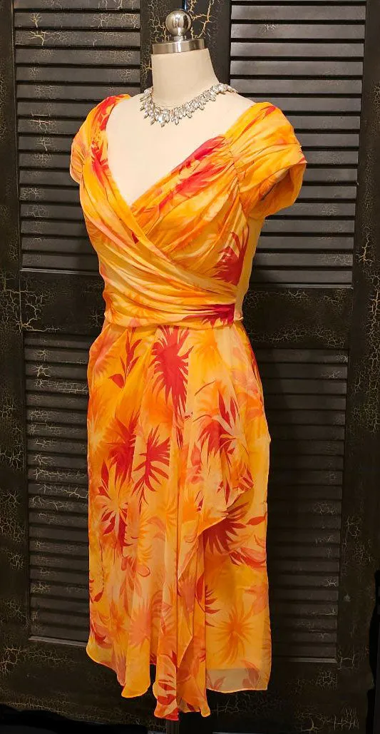 VINTAGE NEW W TAG VICTOR COSTA NEIMAN MARCUS SILK SHIRRED DRAPED COCKTAIL DRESS