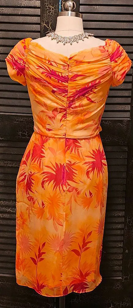 VINTAGE NEW W TAG VICTOR COSTA NEIMAN MARCUS SILK SHIRRED DRAPED COCKTAIL DRESS