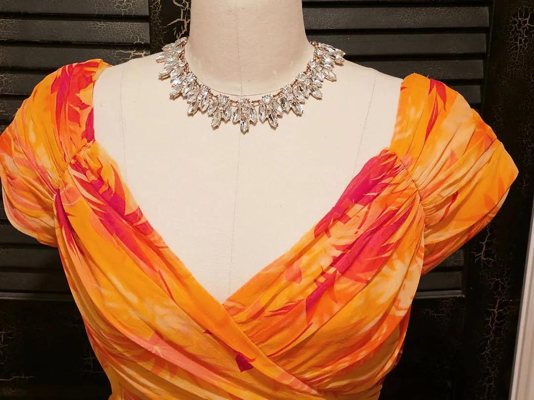 VINTAGE NEW W TAG VICTOR COSTA NEIMAN MARCUS SILK SHIRRED DRAPED COCKTAIL DRESS