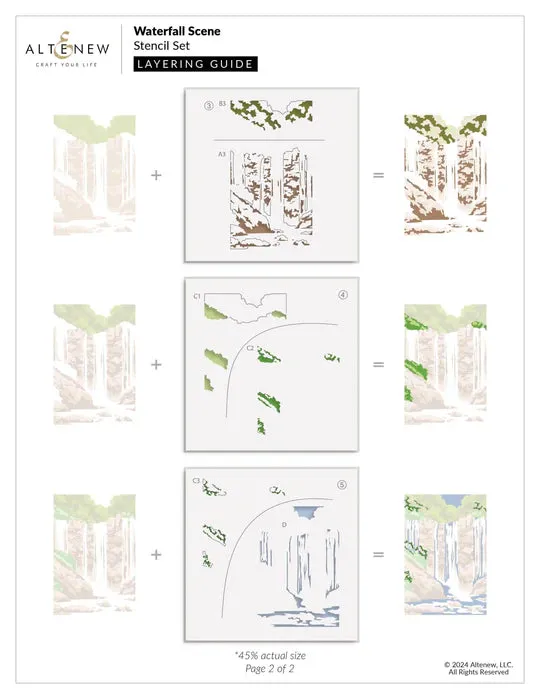 Waterfall Scene Layering Stencil Set (5 in 1)