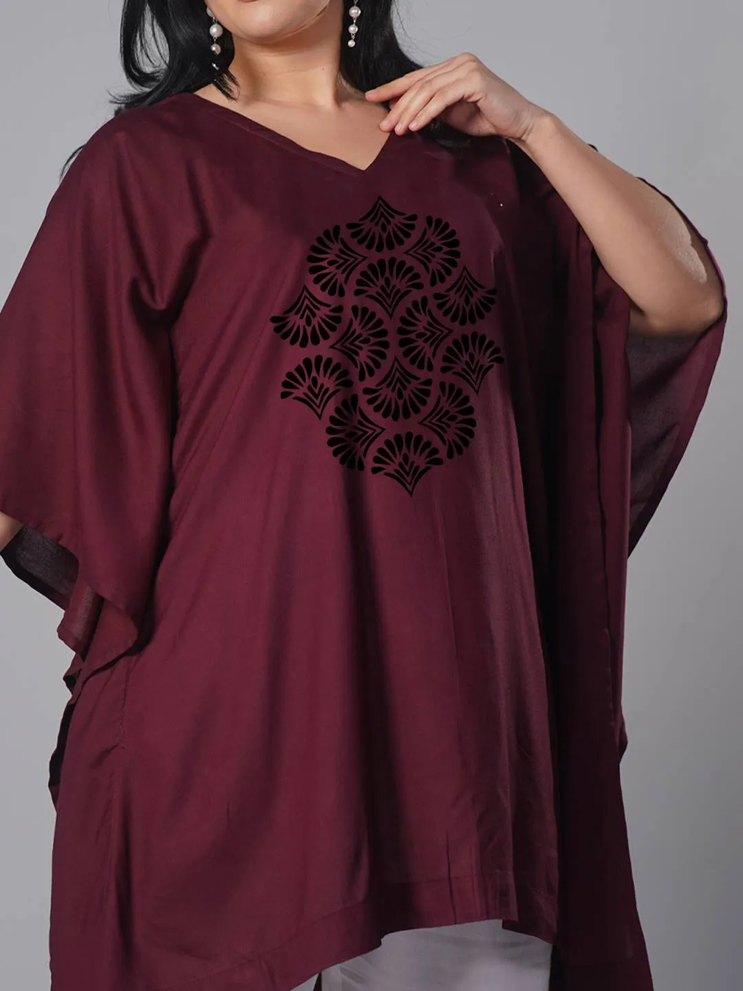Wine Rayon KaftanKurta - Merlot