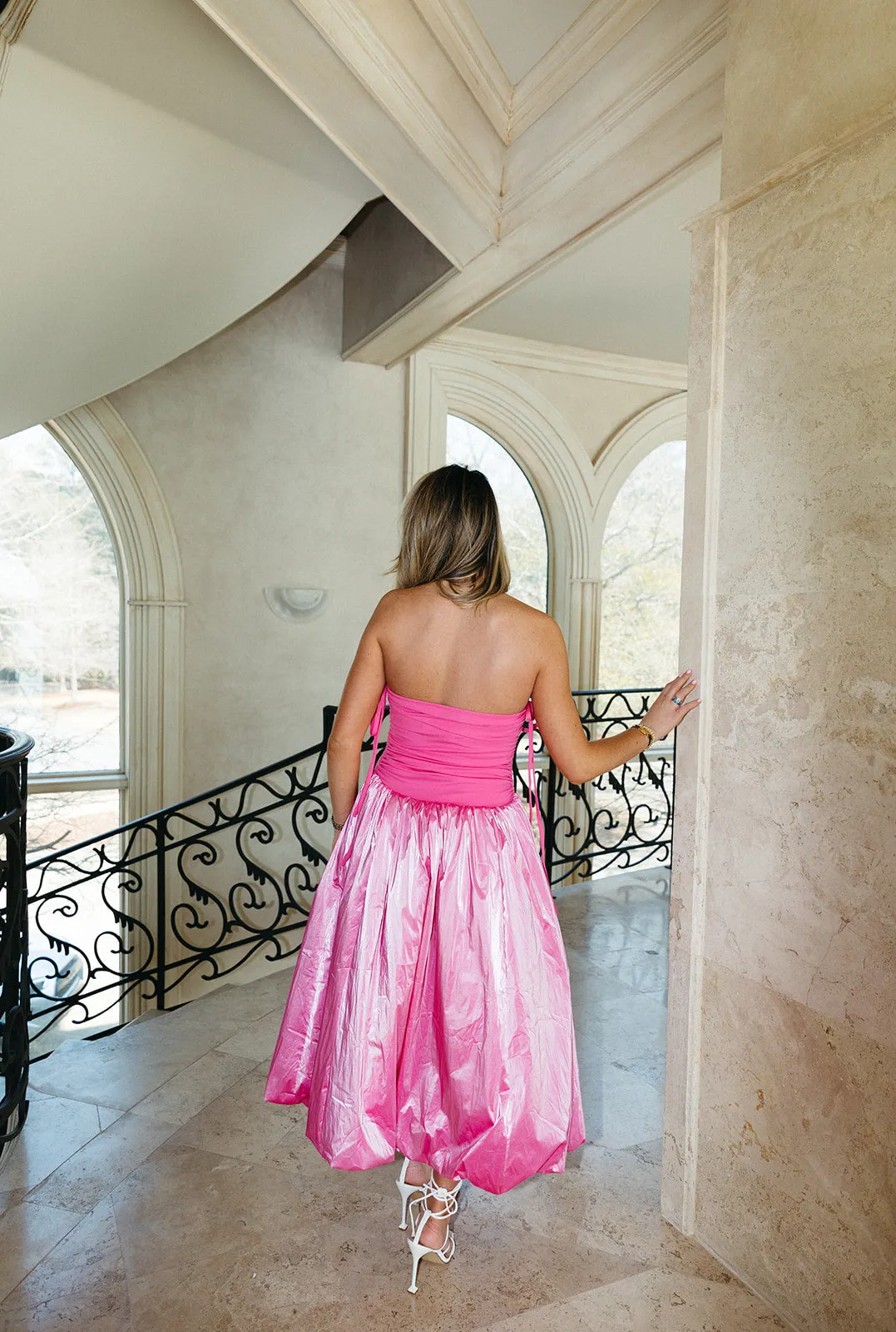 With Love Puffball Midi Dress - Pink