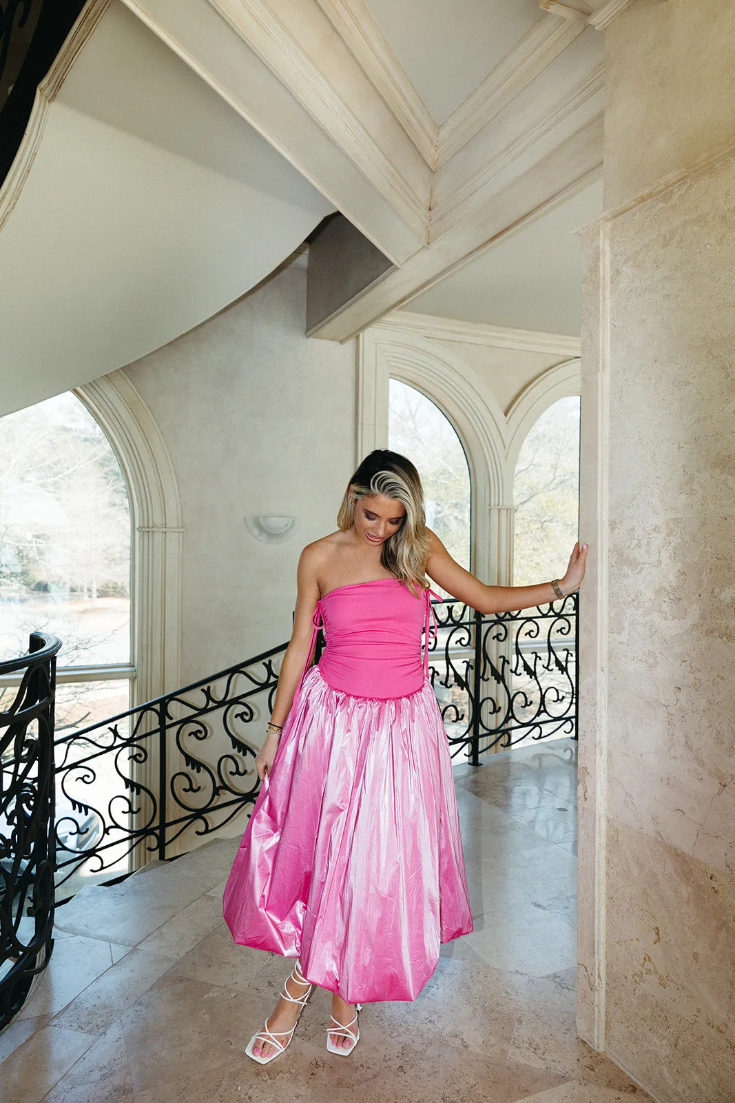 With Love Puffball Midi Dress - Pink
