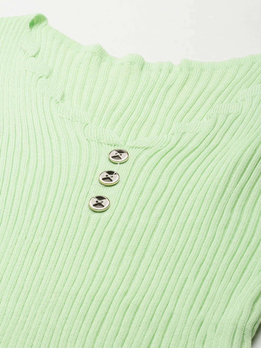 Women Fluorescent Green Solid Tank Top