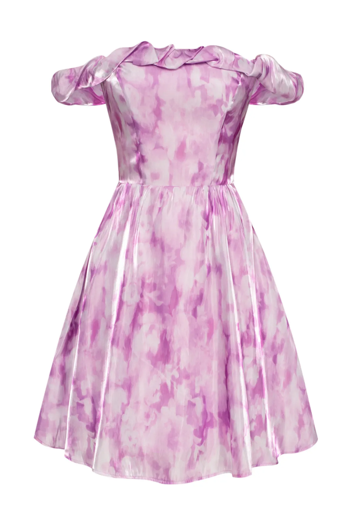 Women Off Shoulder Dress Casual Smocked Back Bodice Mid-Thigh A-Line Dress