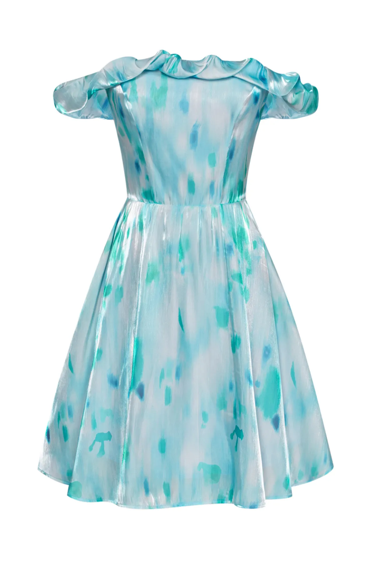 Women Off Shoulder Dress Casual Smocked Back Bodice Mid-Thigh A-Line Dress