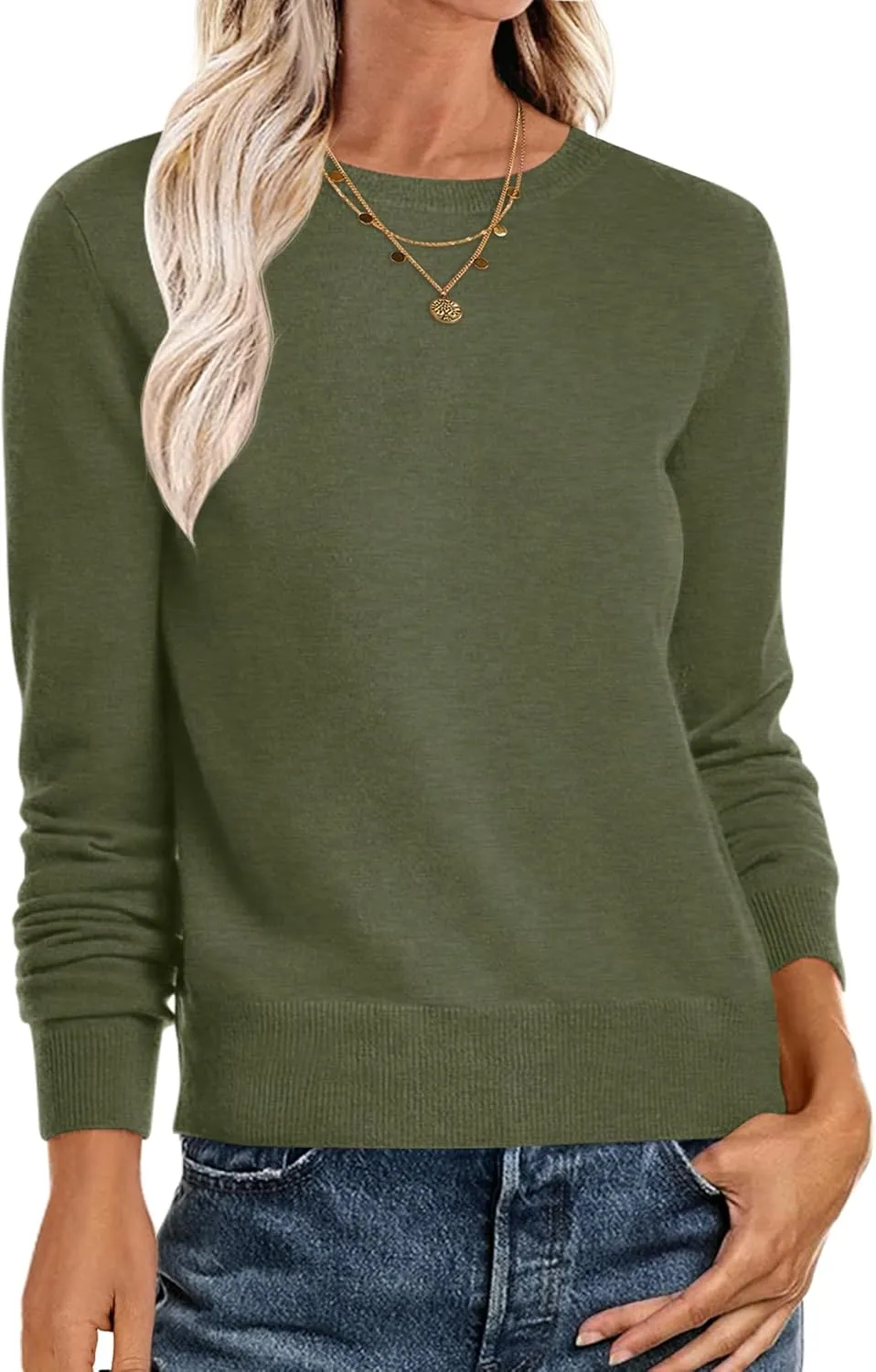 Women’s Long Sleeve Crewneck Soft Fall Pullover Sweater