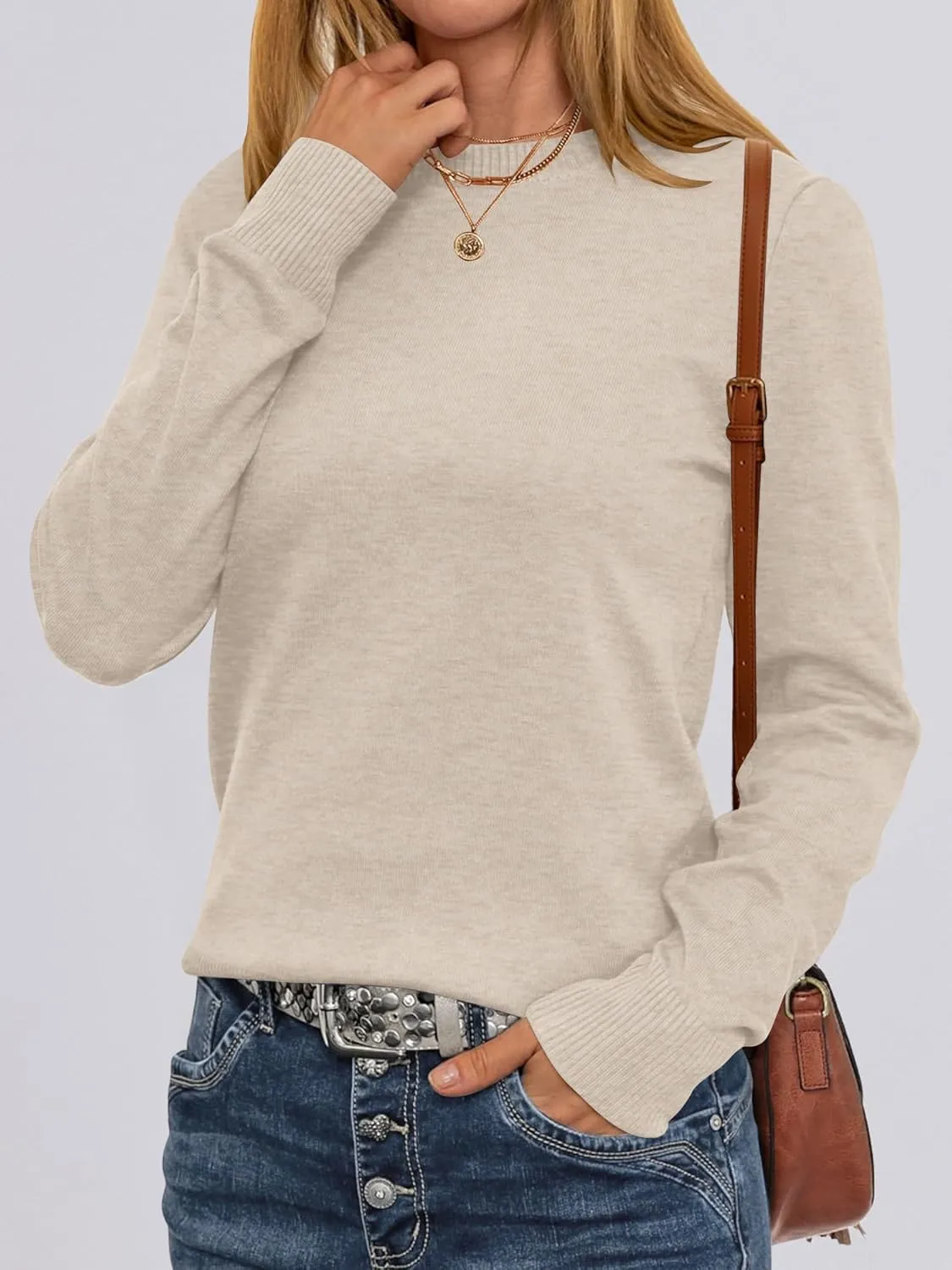 Women’s Long Sleeve Crewneck Soft Fall Pullover Sweater