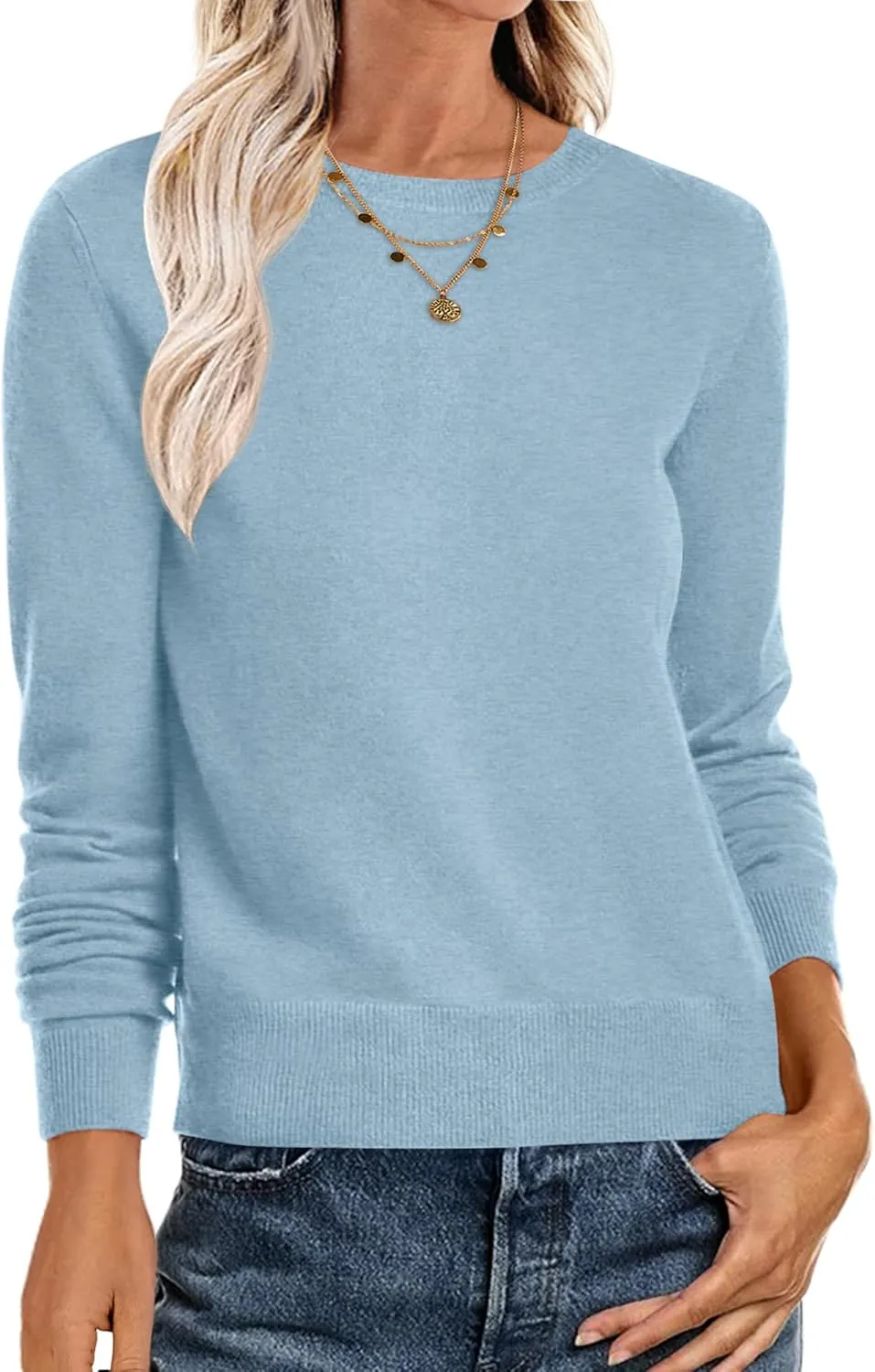 Women’s Long Sleeve Crewneck Soft Fall Pullover Sweater