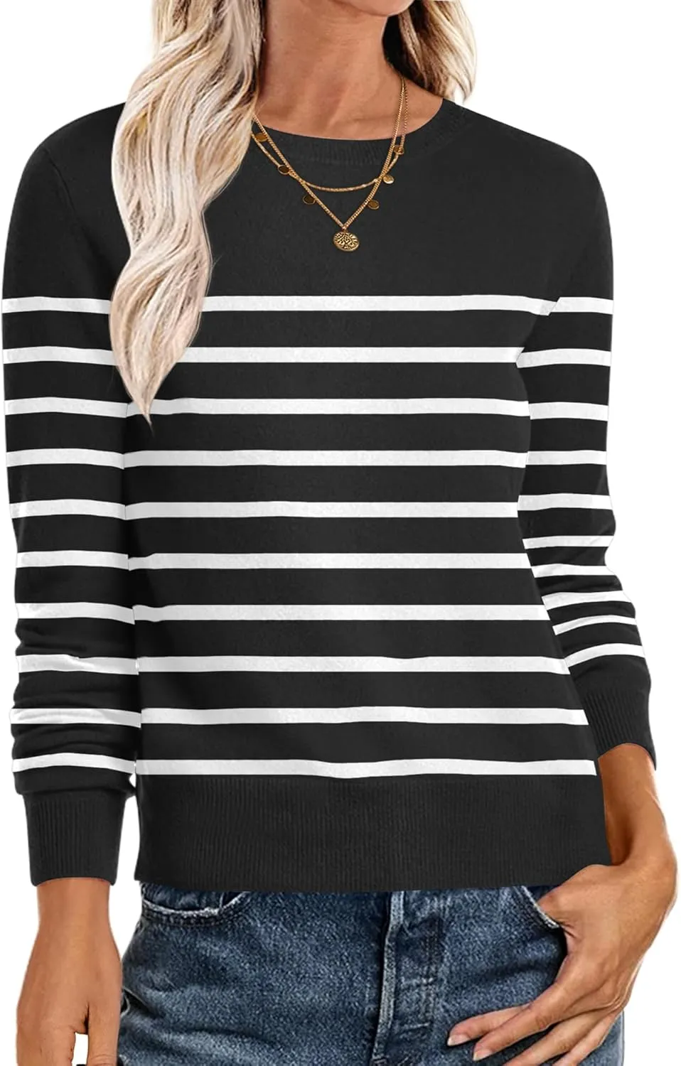 Women’s Long Sleeve Crewneck Soft Fall Pullover Sweater