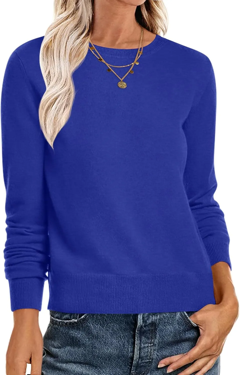 Women’s Long Sleeve Crewneck Soft Fall Pullover Sweater