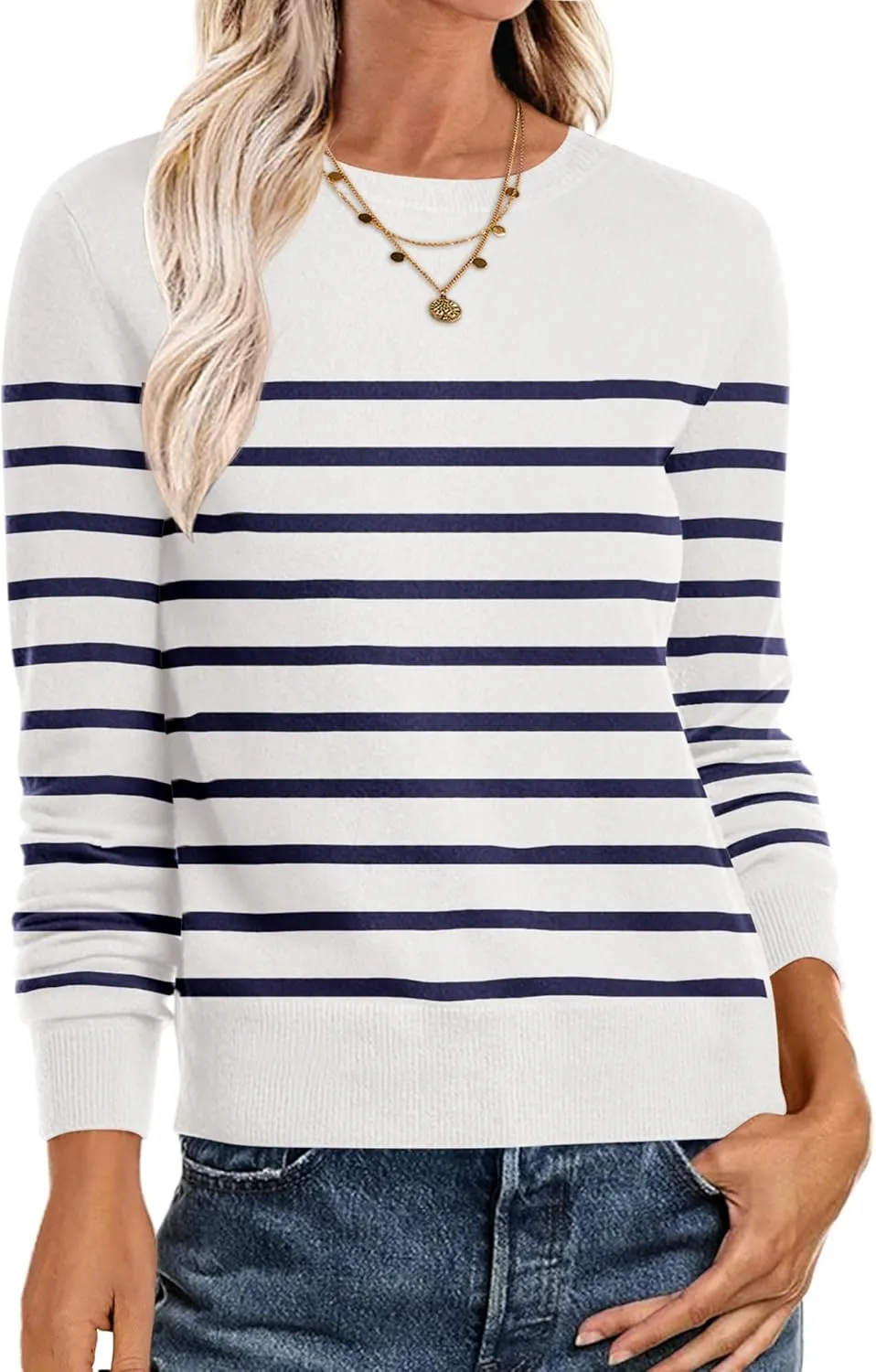 Women’s Long Sleeve Crewneck Soft Fall Pullover Sweater